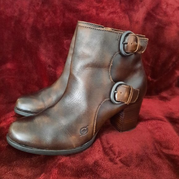 Born Women Ondine Ankle Boot Size 7 Brown Leather Double Monk Strap D40503 $140. - Picture 2 of 5